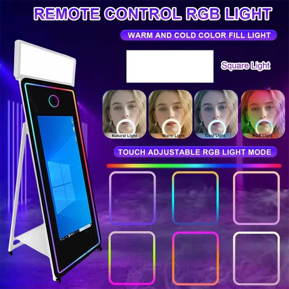 Photo Booth 70inch Magic Mirror Photo Booth with 43inch Touch Screen Magic Photo Booth Flight Case For Wedding Party...