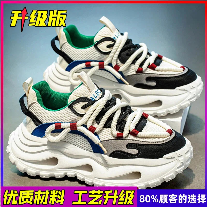Men's Spring Retro Rascal Handsome Fashion Casual Versatile Height Increasing Thick Bottom Outdoor Sports Running Shoes