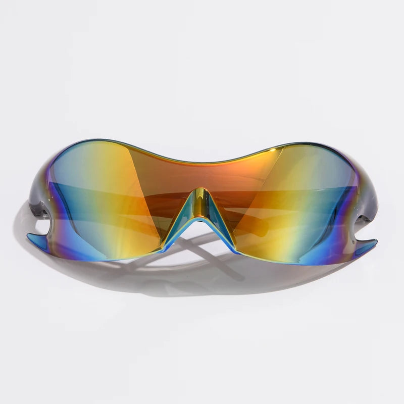 Women Men Unique Punk Style Sunglasses Luxury Brand Sports Goggle One Piece Sun Glasses For Male Cycling Hip Hop Shades UV400