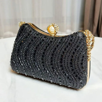 Fine Rhinestone Diamond Inlay Dinner Evening Bag Retro Luxury Gold Silver Blue Small Clutch for Women Wedding Party...