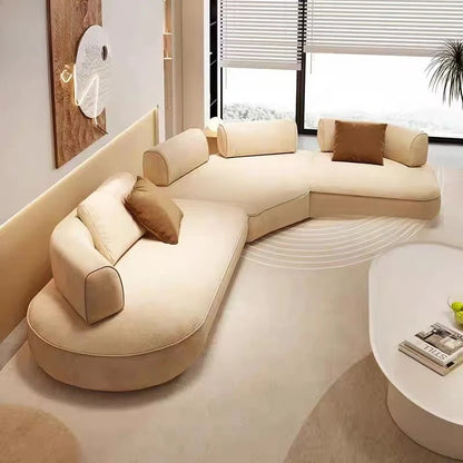 Italian Luxurious Living Room Modular Sofa Set with High-end Villa Quality Velvet Design Curved Sofa | Kimlud Office...