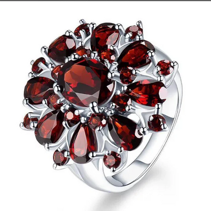 Milangirl Multicolor Purple Flower Waterdrop Crystal Zircon Rings for Women Female Wedding Engagement Bridal Banquet Jewelry