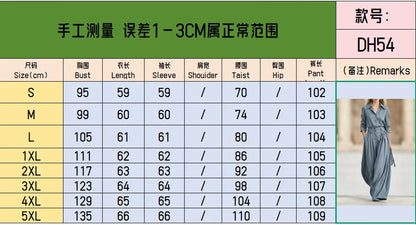 Women Solid Two Piece Outfit Autumn Lapel Long Sleeve Button Shirt + High Waist Pleated Wide Leg Pants Set Casual Office Suits