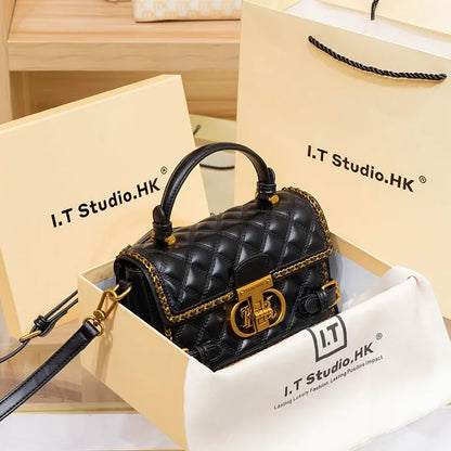 Women's handbag genuine diamond grid handbag women's 2024 new high-end designer crossbody shoulder small square bag |...