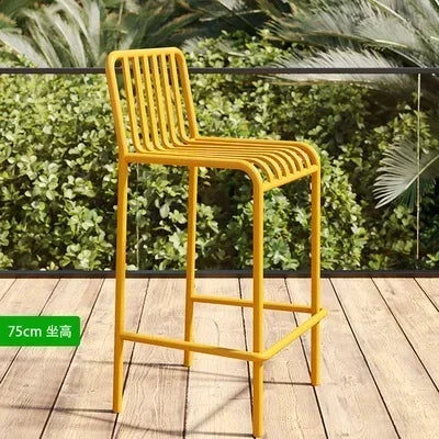 Iron Modern High Chairs Lounge Outdoor Garden Patio Reception Unique Relaxing Bar Stools Fashion Taburetes De Bar Bar...