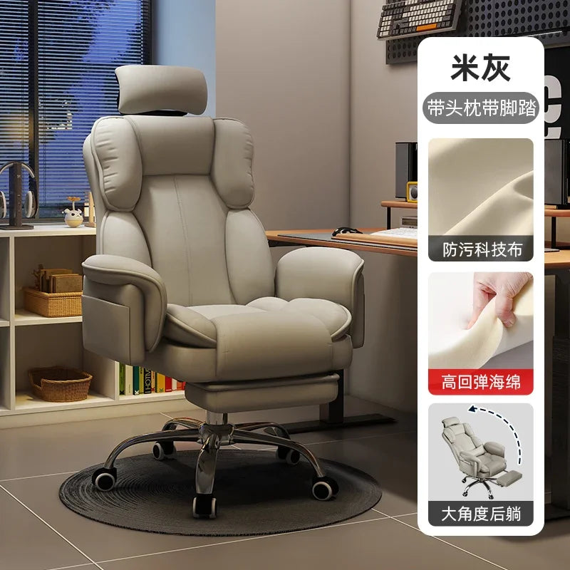 Office Chair Ergonomic Big Tall Computer Desk Chair with Retractable Adjustable Headrest Leather Chair with Flip up Armrests