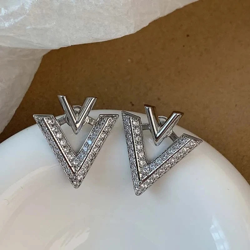 Luxury Full Zircon Love Hoop Earrings For Women Exquisite Shiny Crystal Heart Shaped Temperament Earrings Wedding...