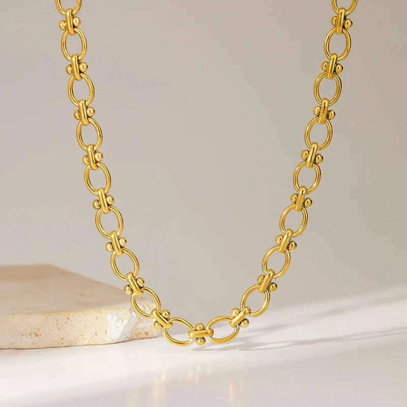EILIECK 316L Stainless Steel Metal Chain Necklace For Women Fashion 18K Gold Plated Neck Chain Waterproof Jewelry Lady Gift