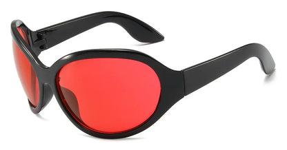 Oversized Y2K Sunglasses Women Lady Trendy Big Frame Vintage Wrap Around Glasses Fashion Punk Silver Shades - Kimlud