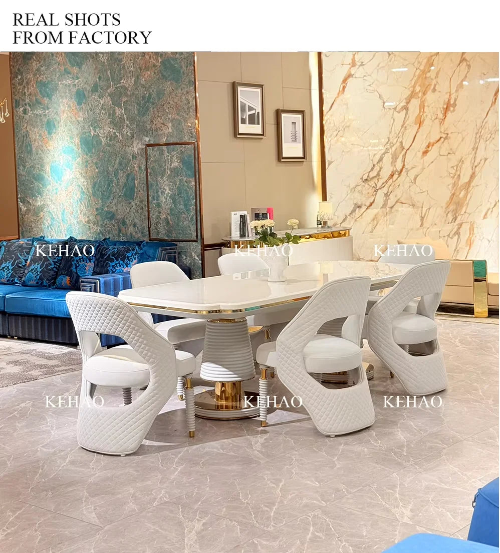 Dining Room Furniture High End Villa Dining Table Sets with 8 10 Chairs Marble Top Dining Table - Kimlud