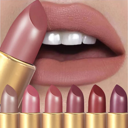 6-Color Matte Lipstick Set, Non-Fading, Non-Stick Cup Long-Lasting Velvet Finish, Smooth Matte Lip Color Waterproof Smudge-proof - Kimlud