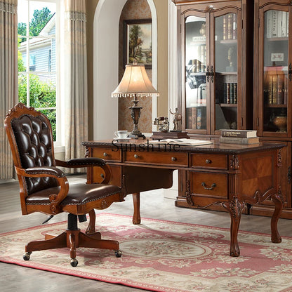 American solid wood desk home computer office rack combination writing desk chair - Kimlud