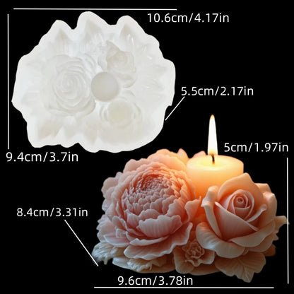 Peony Rose Bud Bouquet Candle Silicone Mold Peony Flower Clusters Candle Mould Christmas Gift Flower Bundle Resin Gypsum Molds