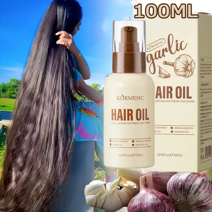 Garlic Hair Growth Essential Oil 100ML Effective In Repair Damaged Hair Roots Baldness Hair Loss Fast Thick Hair Care For Unisex - Kimlud