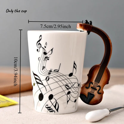 1pcs Ceramic Music Cup Mug Electric Guitar Instrument Creative Coffee Cup Enamel Porcelain Guitar Violin Style | Kimlud...