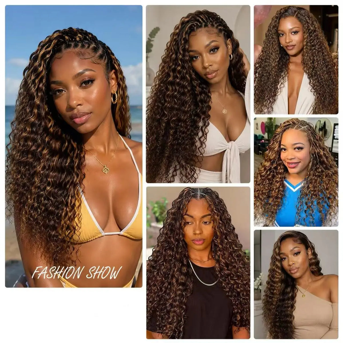 #4/27 Highlight Colored Deep Wave Feather Crochet Human Hair Pre Separated Reusable Brazilian Raw Crochet Hair Invisible...