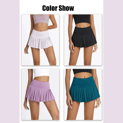 Cloud Hide Safe Tennis Skirts XS-XXL Gym Golf Running Pleated Pantskirt SEXY Women Sports Fitness Shorts Pocket High Waist Skort