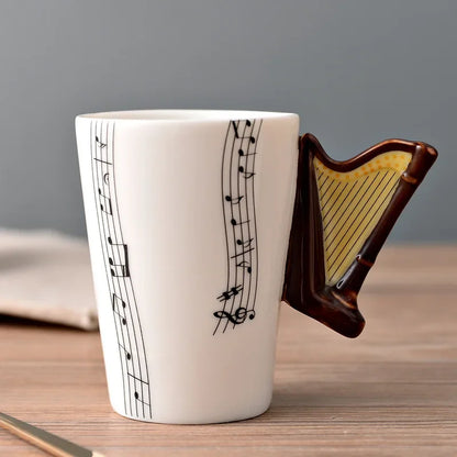 Novelty Music Note Cup Ceramic Guitar Coffee Mugs Personality Tea/Milk/Juice/Lemon Water Bottle Christmas Birthday Gift...