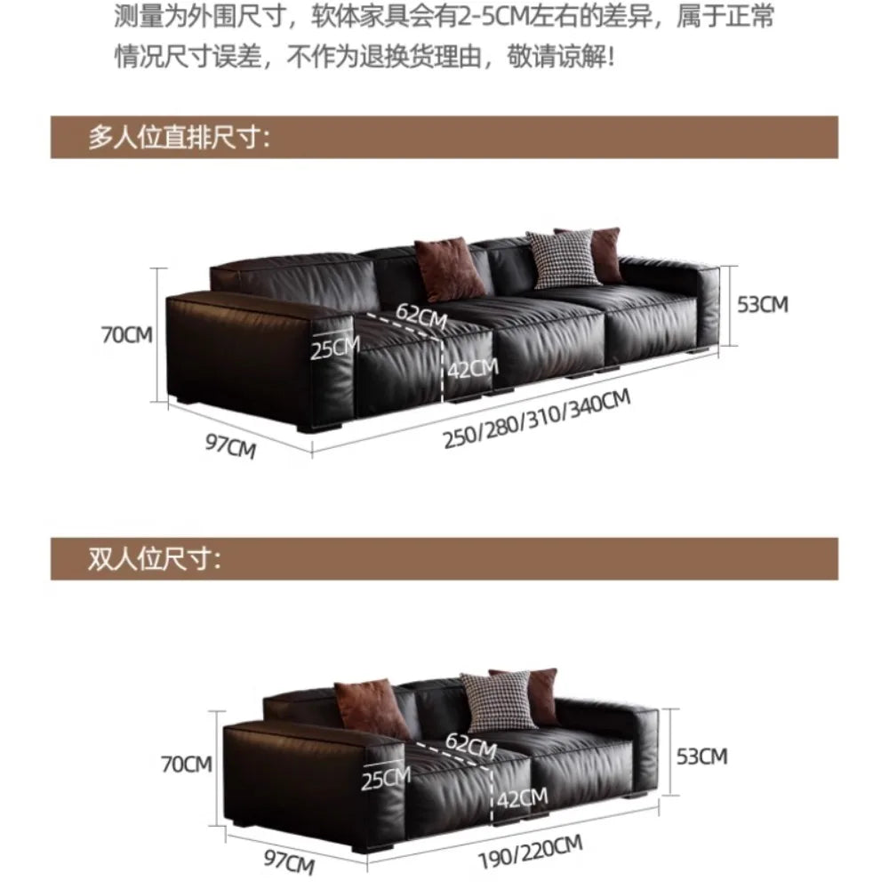 Family Italian Living Room Sofas Genuine Leather Sectional Apartment Relaxing Sofa Elegant Comfortable Muebles Home...