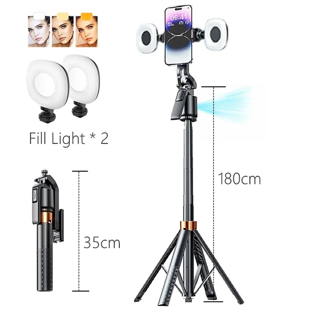 180cm70.9in Facial Tracking 360°Rotation Gimbals Stabilizer Selfie Stick Intelligent Phone Holder Tripod for Mobile Camera GoPro