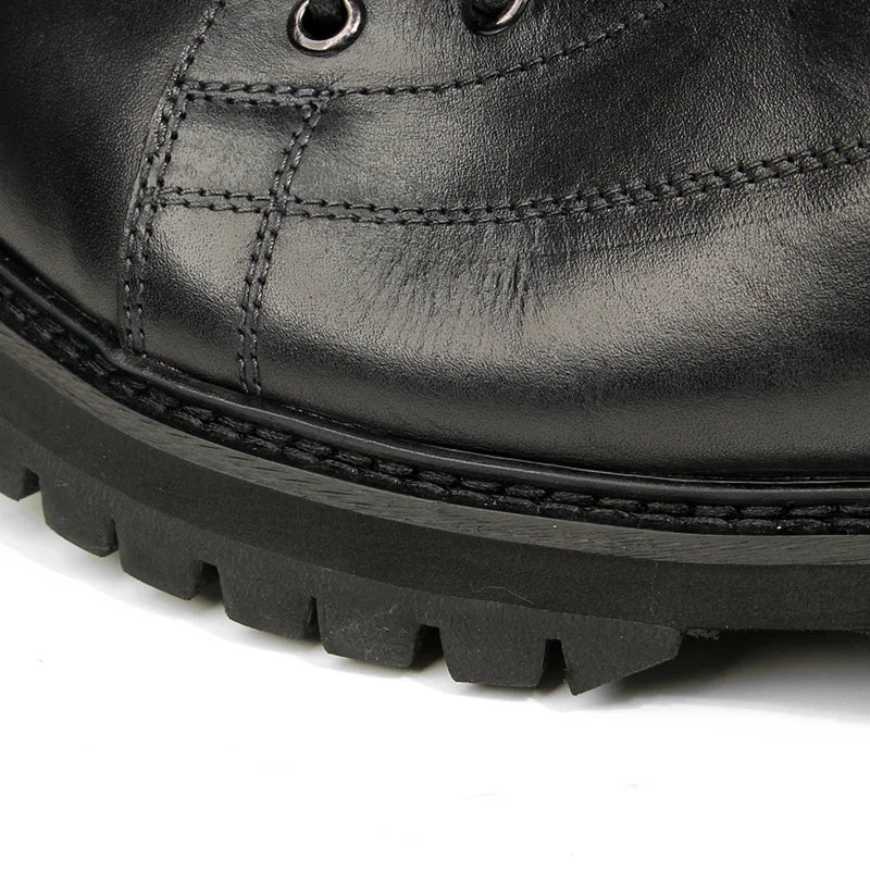 Durable Goodyear-Welted Motorcycle Rugged Heritage Boots Vintage Oil Genuine Leather  Punk For Men Cowhide High-Cut Shoes