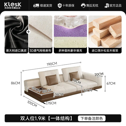 Connery Straight Sofa Linen-cotton Italian Light Luxury Modern Minimalist Living Room Furniture Villa Sofa with Small...