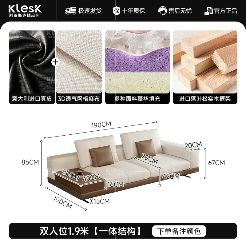 Connery Straight Sofa Linen-cotton Italian Light Luxury Modern Minimalist Living Room Furniture Villa Sofa with Small...