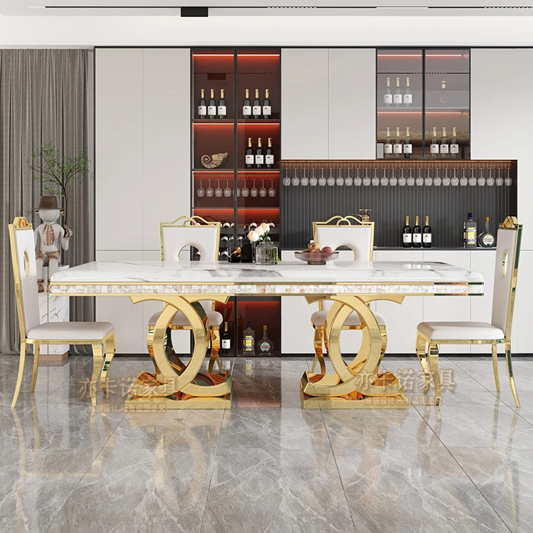 Kitchen Marble Dining Table Restaurant Side Chairs Living Room Study Dining Table Writing Office Muebles Commercial Furniture - Kimlud