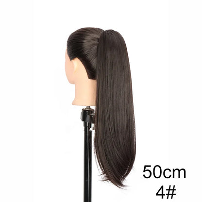 Synthetic 40cm/50cm Claw Clip Micro Curly in Ponytail Extension Long Straight Curly Black Brown Ponytail Hairpiece for...
