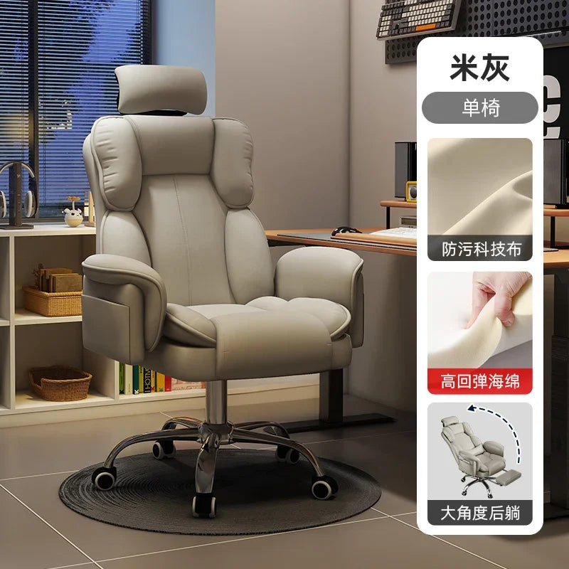 Office Chair Ergonomic Big Tall Computer Desk Chair with Retractable Adjustable Headrest Leather Chair with Flip up Armrests