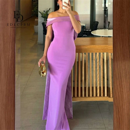 EDECPBM Mermaid Women Evening Dresses for Special Occasions Off-shoulder Long Prom Dresses 2025 Satin Customized Party Dress