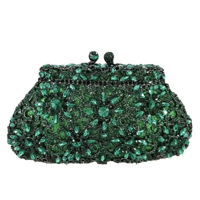 Boutique De FGG (in stock) Flower Crown Clutch Silver Crystal Evening Handbag Women Party Prom Bag Bridal Clutches Wedding Purse - Kimlud