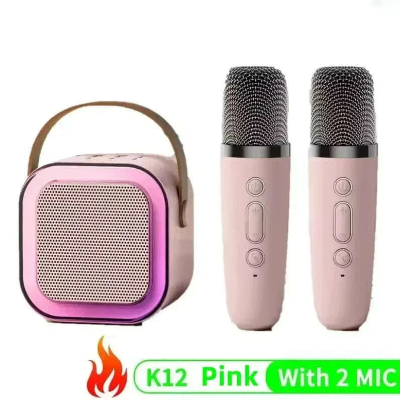 K12 Bluetooth Karaoke Machine Portable  5.3 PA Speaker System with 1-2 Wireless Microphones Home Family Singing Children's Gifts