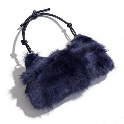 Winter Fox Fur Bag Women's  Bag Fashion  Handbag Ladies Bags Purses Women Shoulder Bag Real Silver Fox Fur Messenger Bags