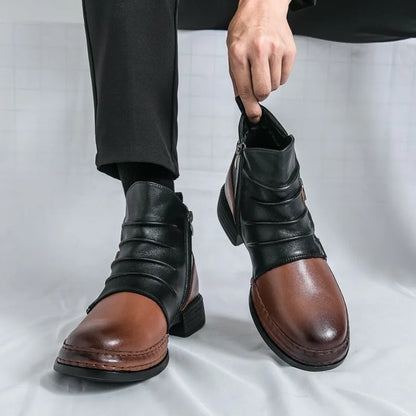 Autumn Winter Retro Ankle Boots for Men Fashion Casual Size Zipper Motorcycle Boots Man New Designer Warm Platform Shoes Male