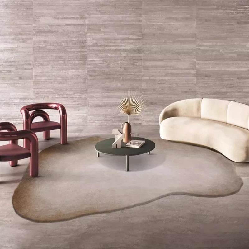 Wabi sabi Style Carpets for Living Room Luxury Bedroom Decor Gray Carpet Irregular Shape Plush Rug Fluffy Soft washable Mat