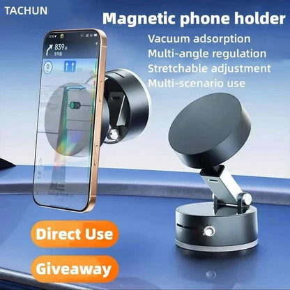 Suction cup magnetic suction car phone holder strong vacuum suction car navigation holder folding magnetic suction phone base