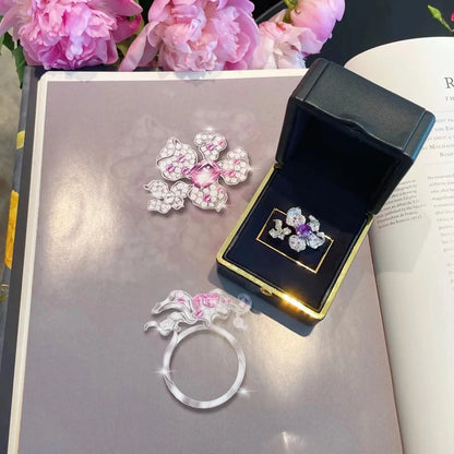 2022 New Trendy Big 925 Ring Amethyst Zircon Flower Open Rings for Women Luxury INS Style Party Dinner Sterling Silver...