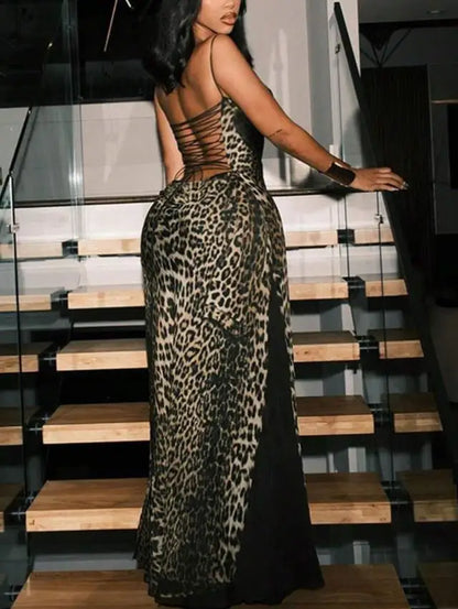 Autumn New Sle Women's  Dr Leopard Print Bal Belted Summer Casual Sport Suit Seven Sve Length ZV68