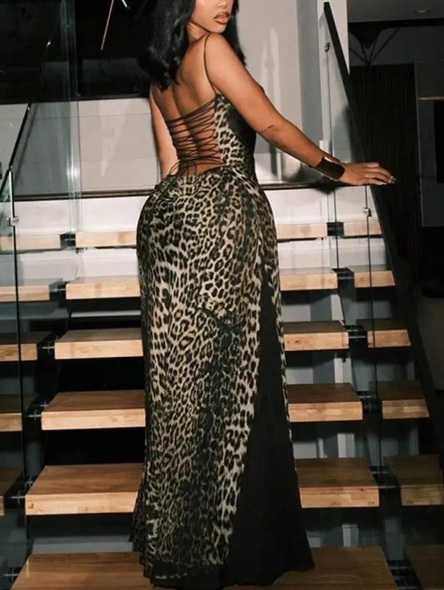 Autumn New Sle Women's  Dr Leopard Print Bal Belted Summer Casual Sport Suit Seven Sve Length ZV68