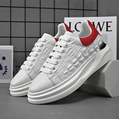 Men Casual board shoes White Sneakers Men Fashion Lace Up Leather Casual Comfortable Board Shoes Non-slip Board Shoe Men Shoes