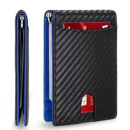 Metal Money Clip Wallet RFID Blocking Slim Card Holder Money Bag Credit Cardholder Carbon Fiber Bifold Smart Wallet for Men