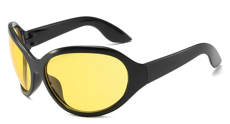 Oversized Y2K Sunglasses Women Lady Trendy Big Frame Vintage Wrap Around Glasses Fashion Punk Silver Shades - Kimlud