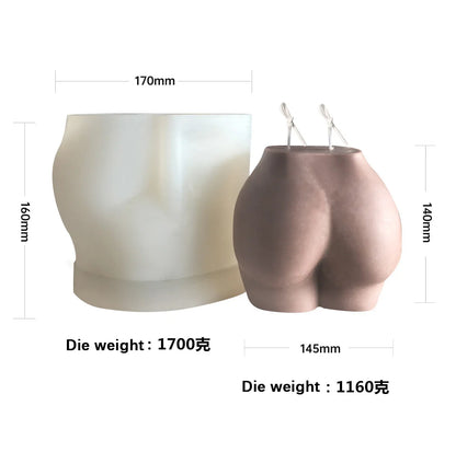 3D Large Hip Candle Mold Plump Ass Torso Candle Silicone Mold Buttock Scented Candle Aromatherapy Women Chest Soap Plaster Mould