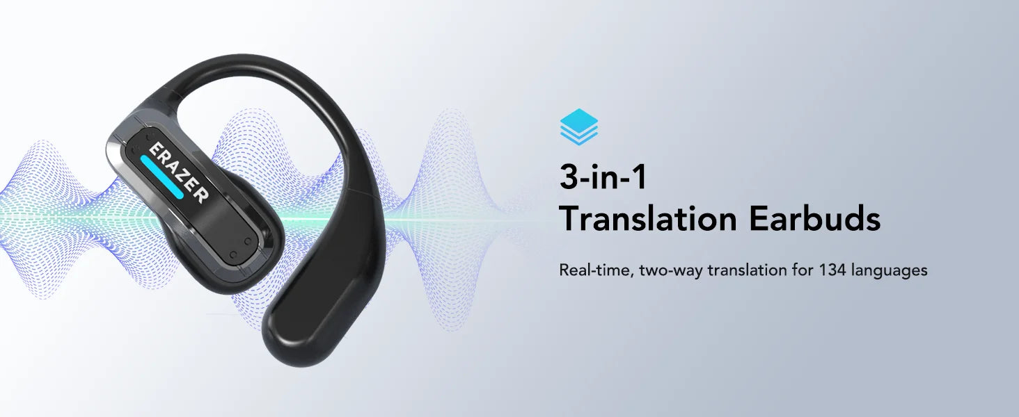 ERAZER X8 AI Translator Earbuds Gaming Bluetooth 5.4 Wireless Headphones Low latency HD Call Earphones with Mic Waterproof - Kimlud