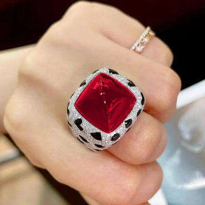 Vintage Lab Ruby Diamond Ring 925 sterling silver Party Wedding band Rings for Women Bridal Promise Engagement Jewelry Gift