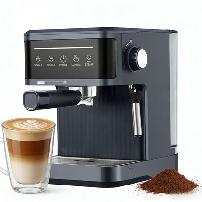 20 Bar Espresso Machine Smart Touchscreen 360° Steam Wand Cup Warmer Single Double Shot 1.8L Black | Kimlud Luxury Monitor