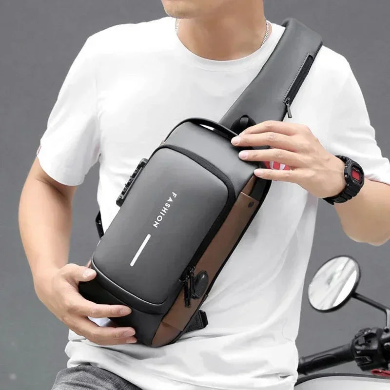 Men Anti Theft Chest Bag Shoulder Bags USB Charging Crossbody Package School Short Trip Messengers Bags Men's Oxford Sling Pack - Kimlud