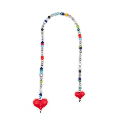 HERLOOK Y2K Bohemian Bag Charm for Women Red Heart Colorful Beads Chakra Energy Healing Pendant Fashion Jewelry Gift...