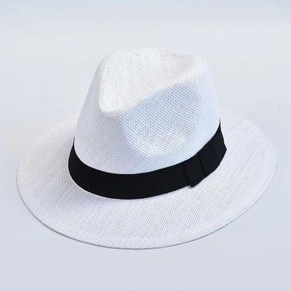 Summer Casual Straw Hats For Women Men Panama Trilby Jazz Hat Outdoor UV Protection Beach Hat Bonnet